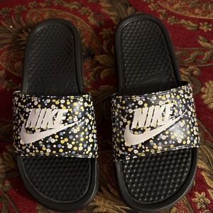 Nike Benassi JDI Print 618919 037 Flowers Floral Slides Sandals Shoes Wmns‎ Sz 8